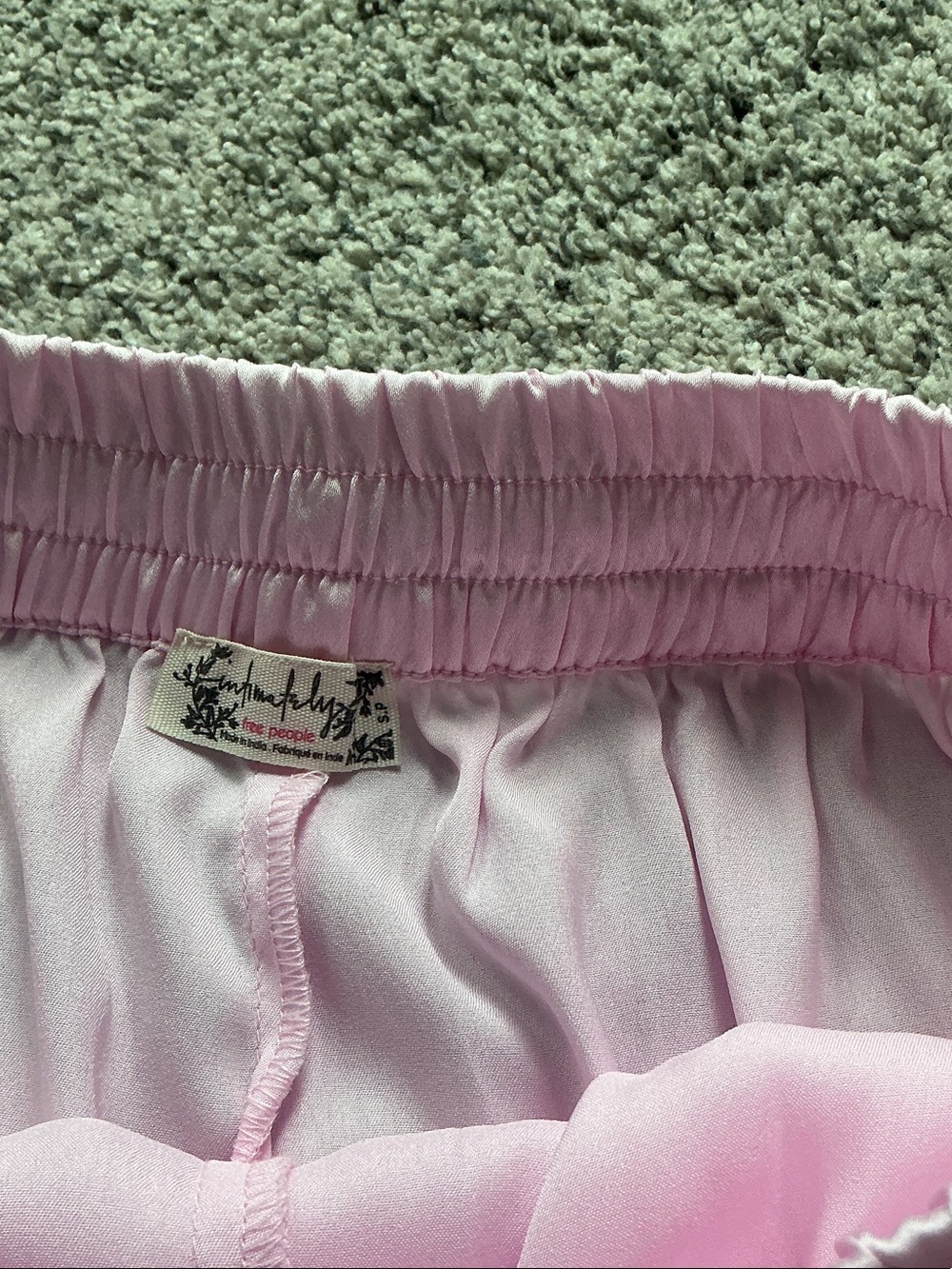 New Free People Satin Lace Trim Sleep Shorts ~ Pink - Picture 2 of 5